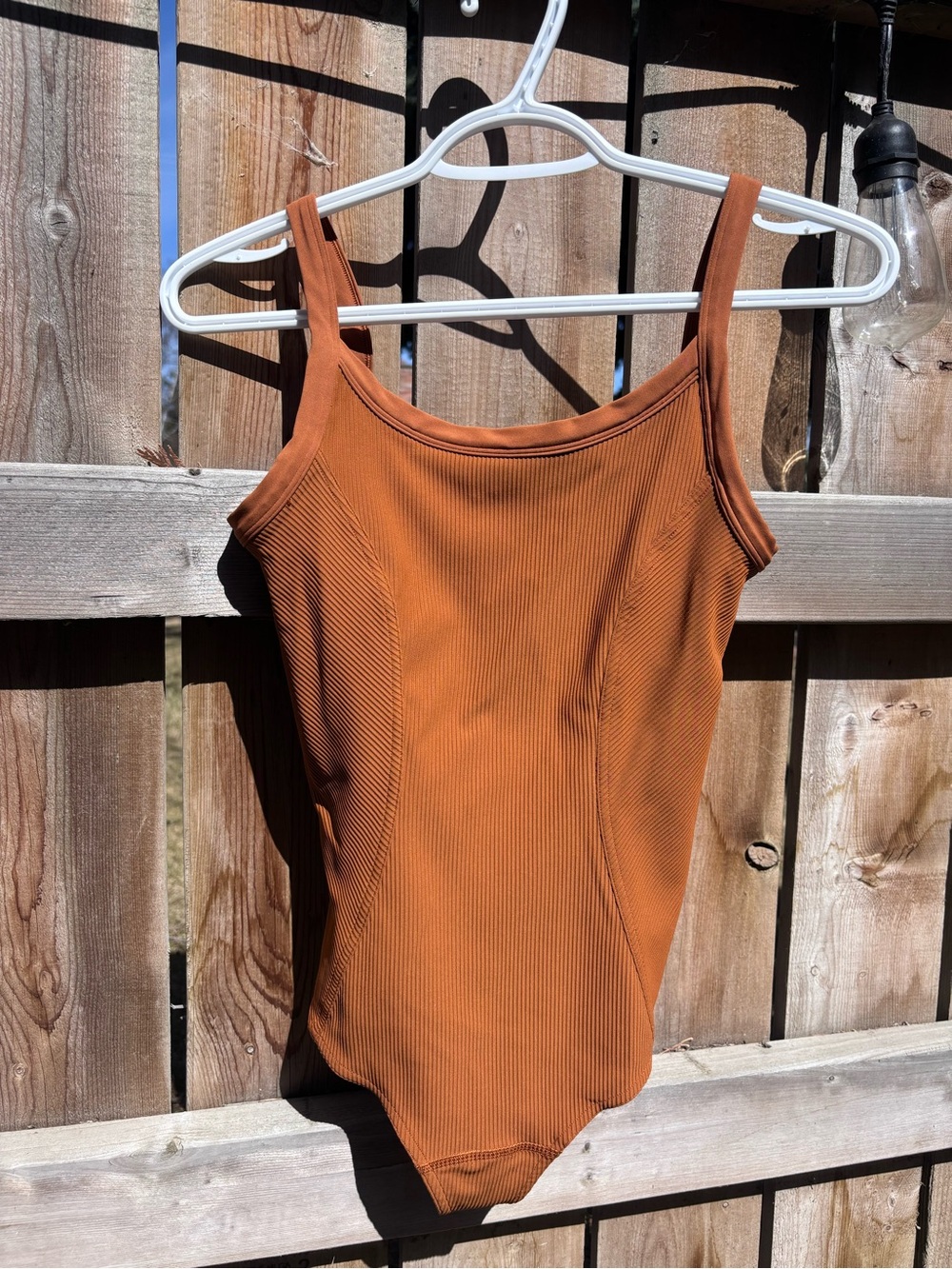 lululemon athletica Ribbed Tank Bodysuit in Rust